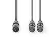 CAVO XLR NEDIS COTH15025GY15 BILANCIATO DA 2 XLR FEMMINA A 1 XLR MASCHIO LUNGHEZZA 1,5 MT